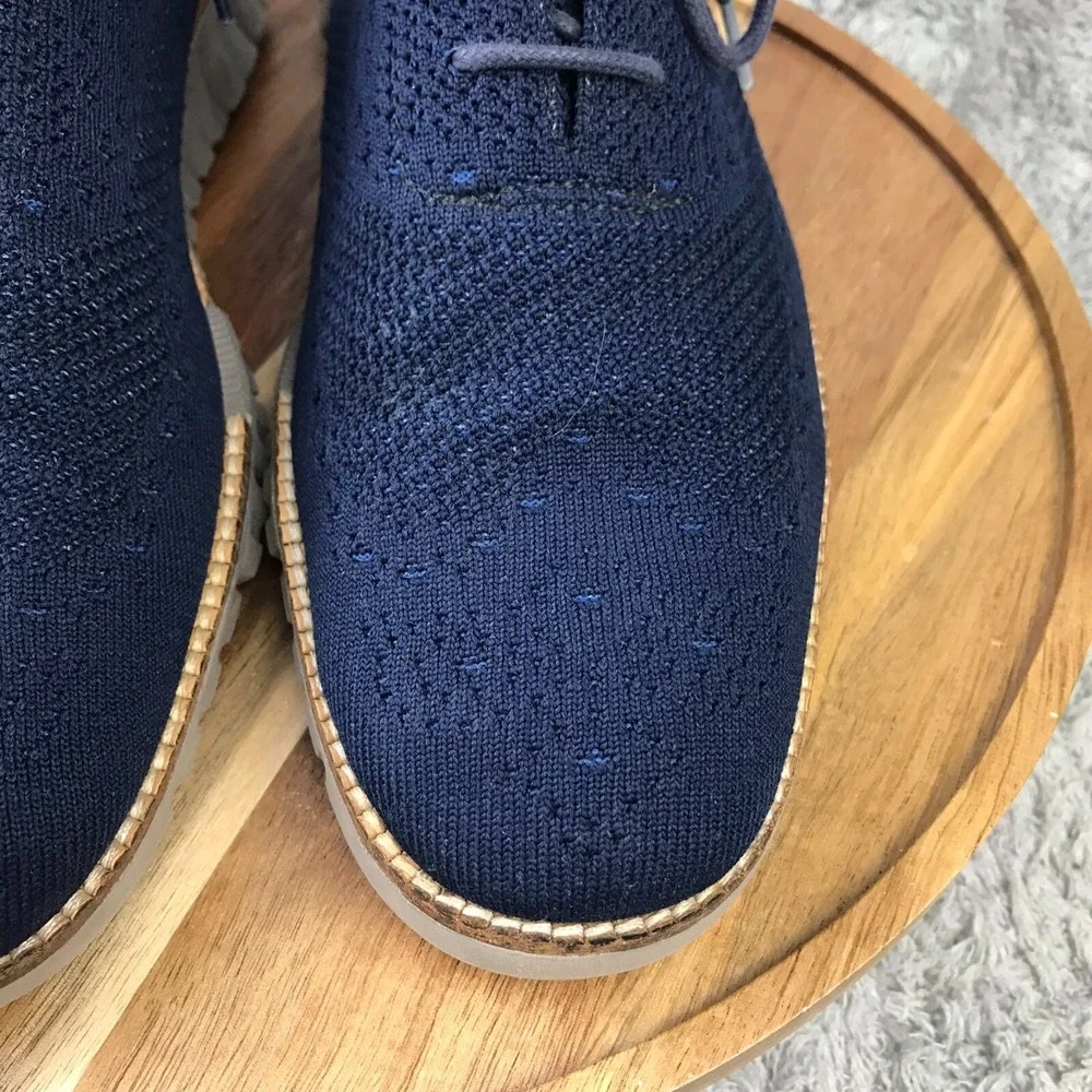 Cole Haan ZeroGrand Stitchlite Wingtip Oxford Mens 9M Blue Dress Shoe C27844